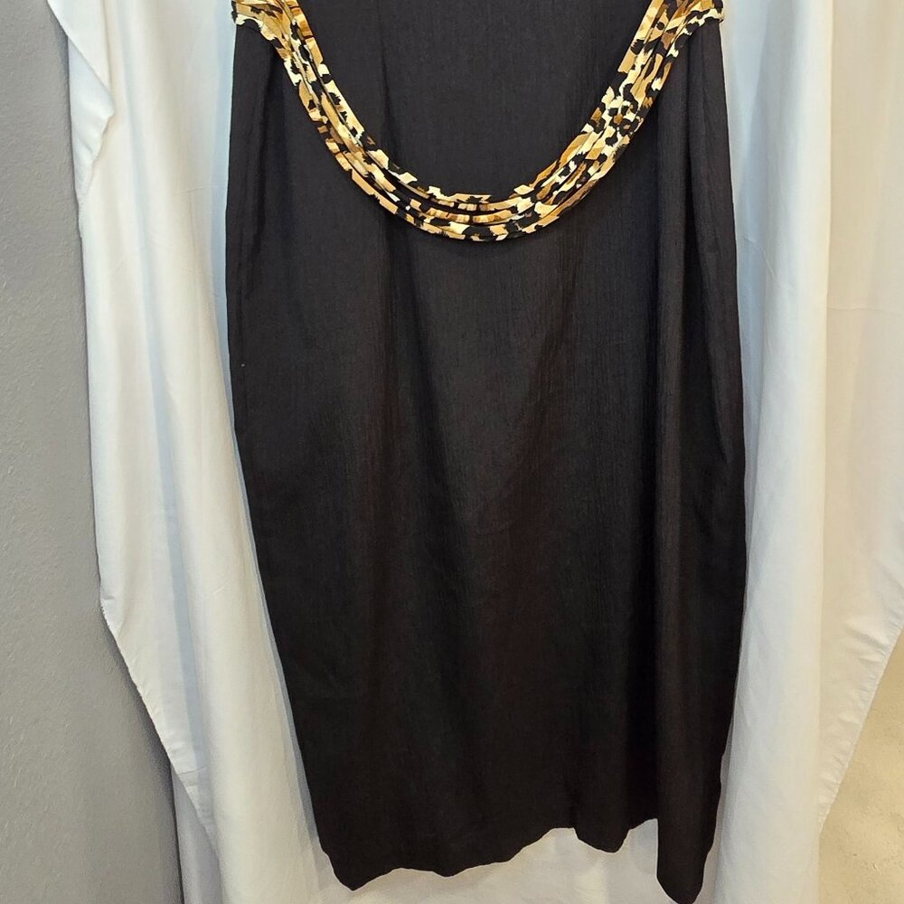 Vintage Miss Dorby Button Up Dress Black With Leopard Print Details Size 18 - Picture 9 of 10